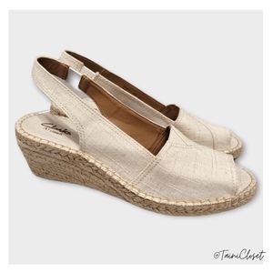 Clarks Wedge Artisan Espadrille Peep Toe Sandals Shoes